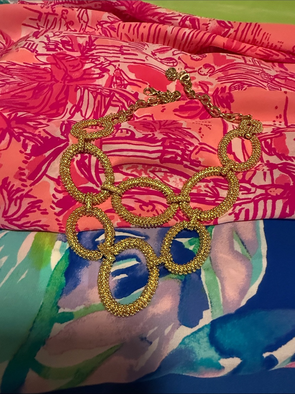 Gold Linked Oval Statement Necklace - Women Jewelry Lilly Pulitzer necklace